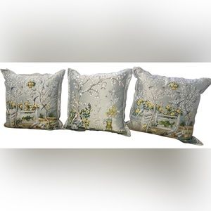 Set of 3 24" x 24" SCULLY & SCULLY HAND PAINTED SILK SIGNED PILLOWS. $2000 Value